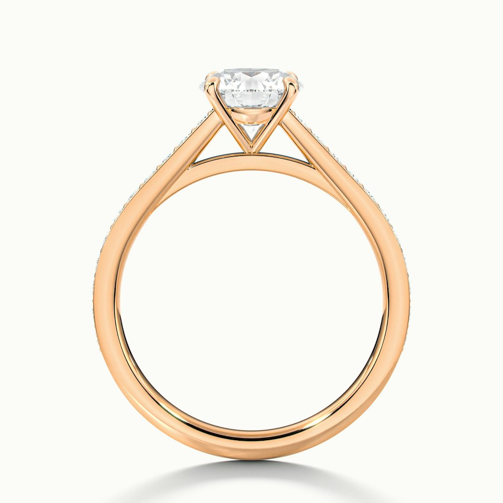 Lisa 1 Carat Round Cut Solitaire Pave Moissanite Diamond Ring in 10k Rose Gold