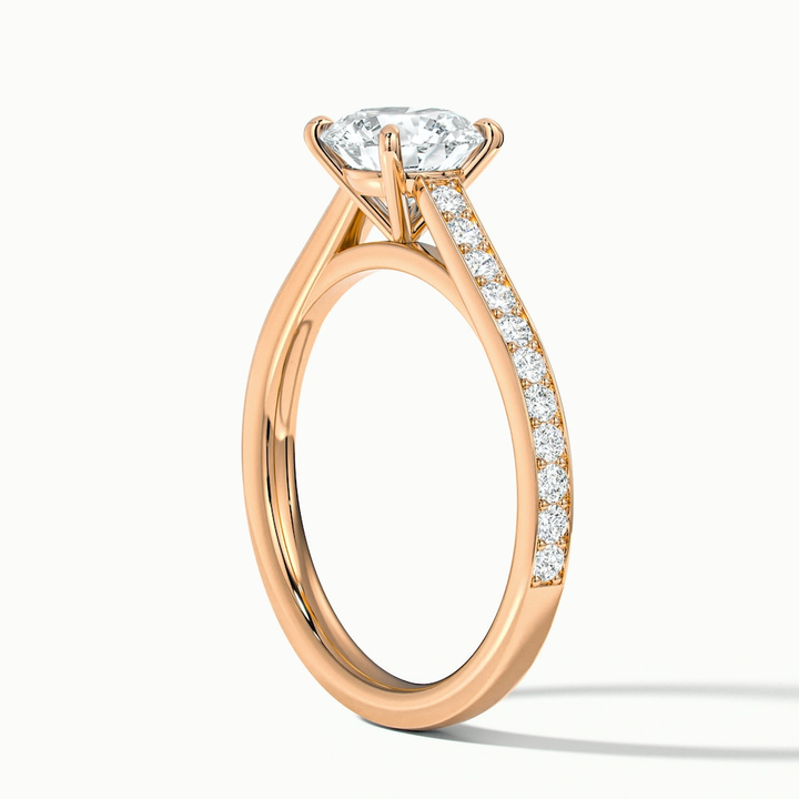 Nyra 1.5 Carat Round Cut Solitaire Pave Lab Grown Engagement Ring in 10k Rose Gold