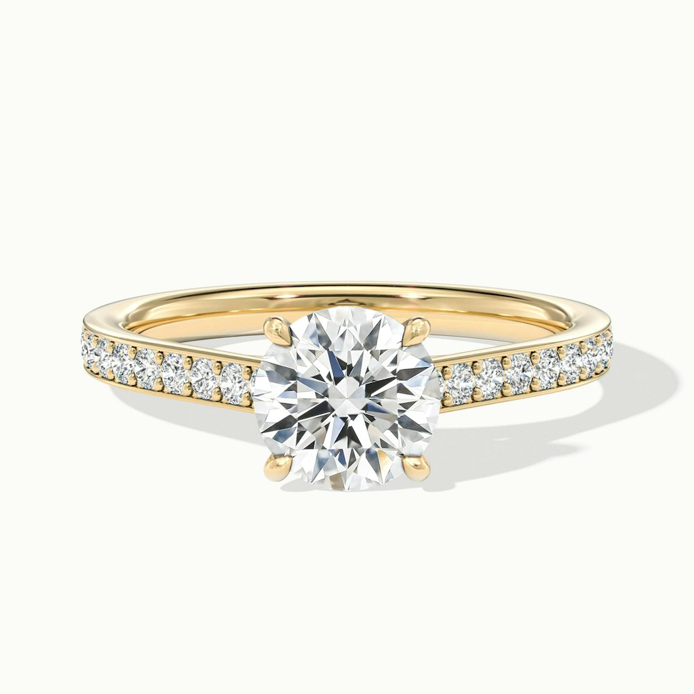 Nyra 5 Carat Round Cut Solitaire Pave Lab Grown Engagement Ring in 10k Yellow Gold