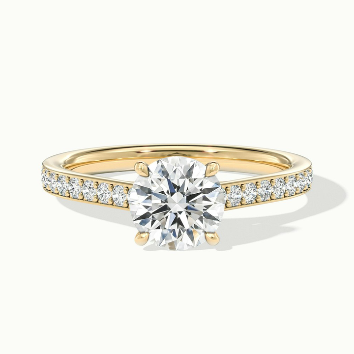 Lisa 2 Carat Round Cut Solitaire Pave Moissanite Diamond Ring in 10k Yellow Gold