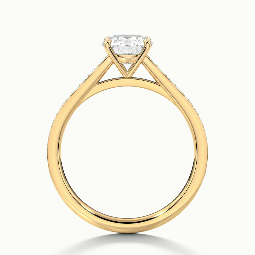 Lisa 4 Carat Round Cut Solitaire Pave Moissanite Diamond Ring in 18k Yellow Gold