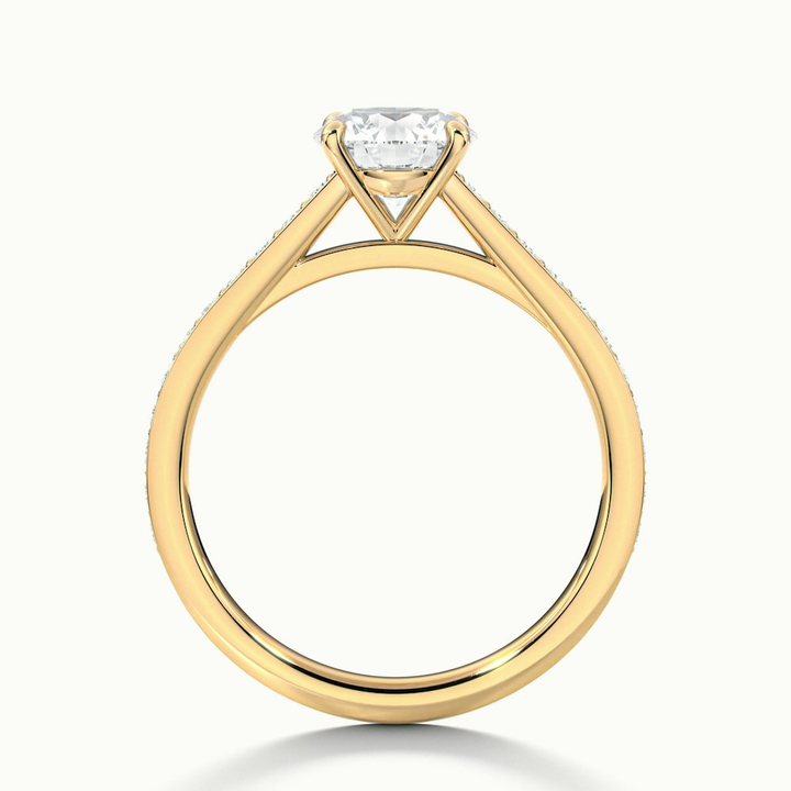 Lisa 4 Carat Round Cut Solitaire Pave Moissanite Diamond Ring in 18k Yellow Gold