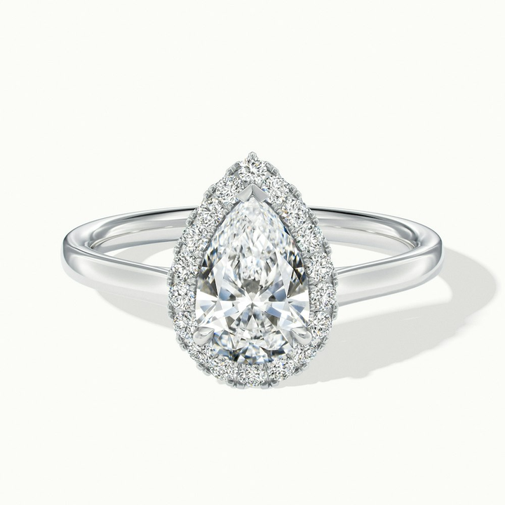 Arya 2.5 Carat Pear Halo Moissanite Diamond Ring in Platinum