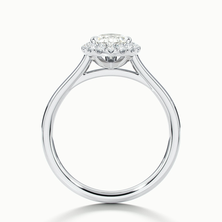 Aura 1 Carat Pear Halo Lab Grown Engagement Ring in 18k White Gold