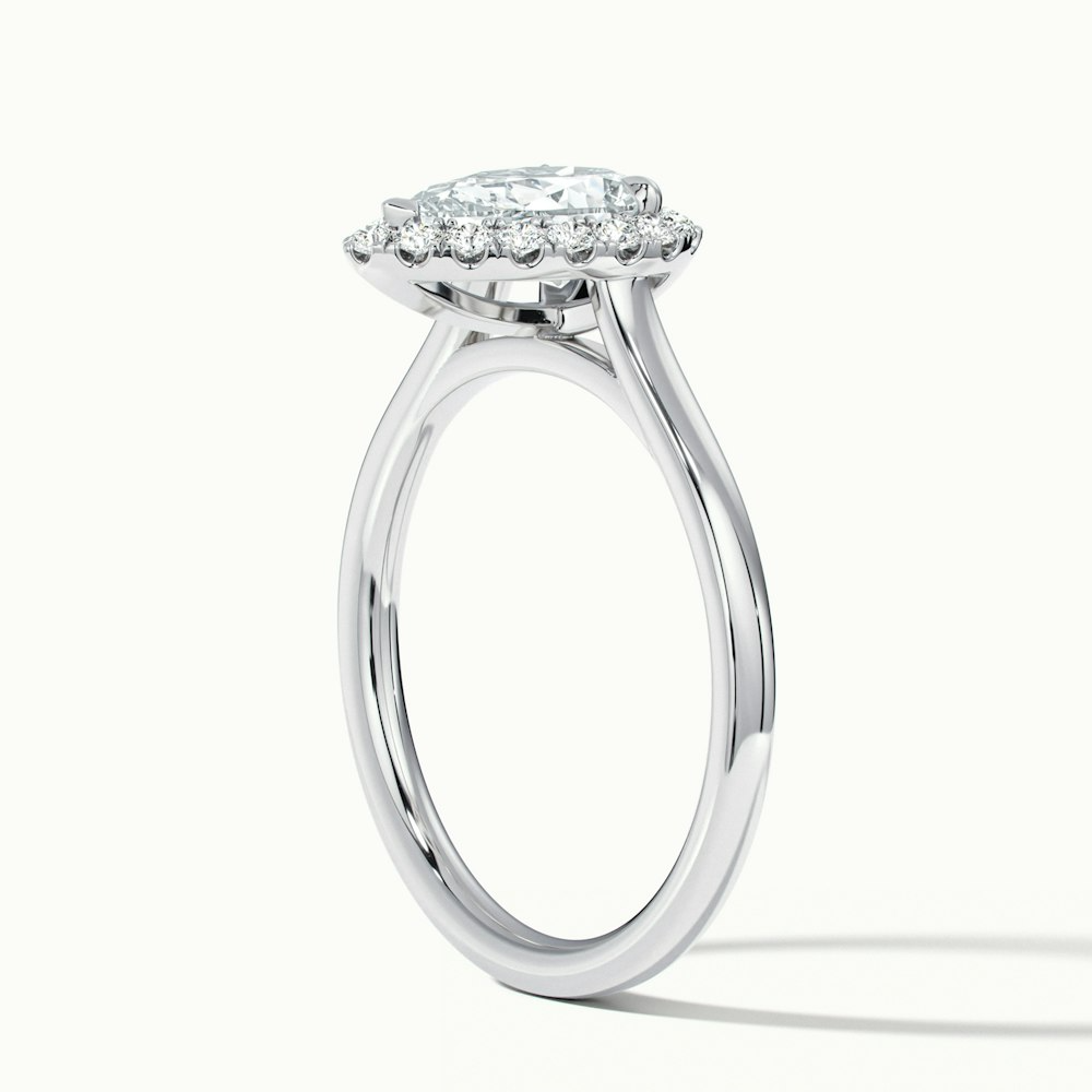 Luci 6 Carat Pear Halo Moissanite Diamond Ring in Platinum