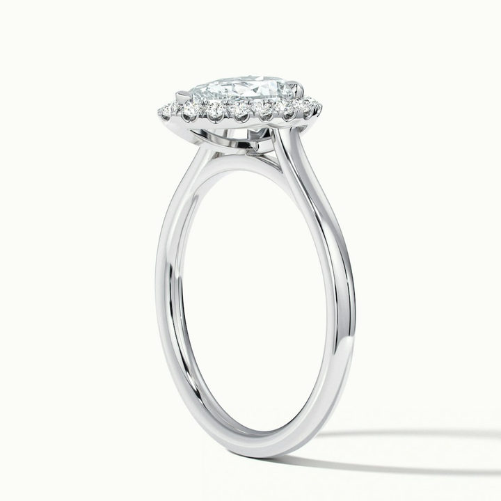 Luci 9 Carat Pear Halo Moissanite Diamond Ring in 10k White Gold