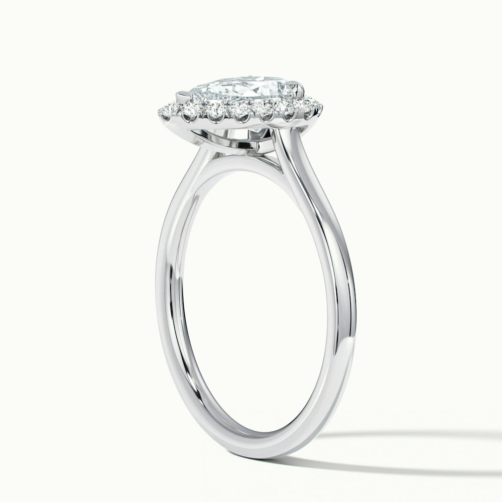 Aura 2 Carat Pear Halo Lab Grown Engagement Ring in 10k White Gold
