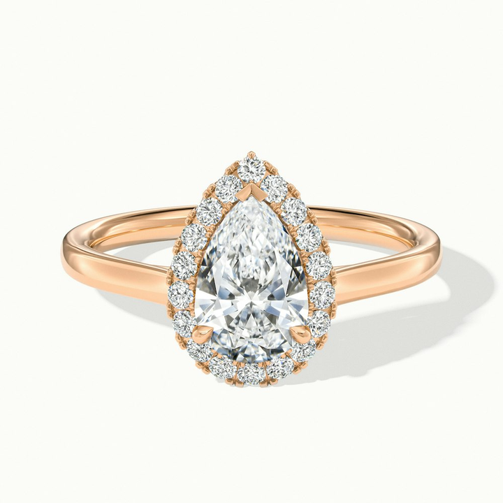 Aura 3.5 Carat Pear Halo Lab Grown Engagement Ring in 10k Rose Gold