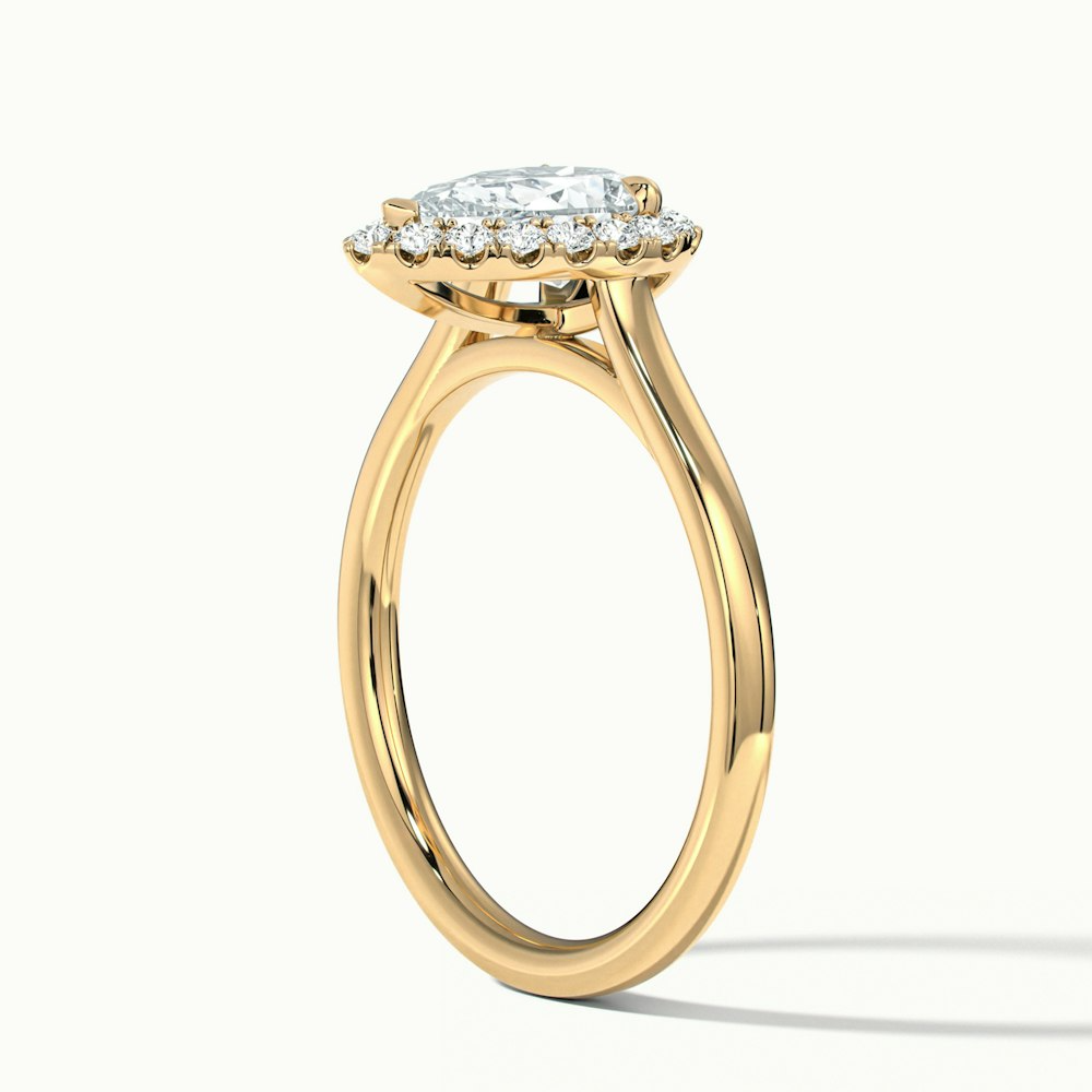 Aura 1 Carat Pear Halo Lab Grown Engagement Ring in 10k Yellow Gold