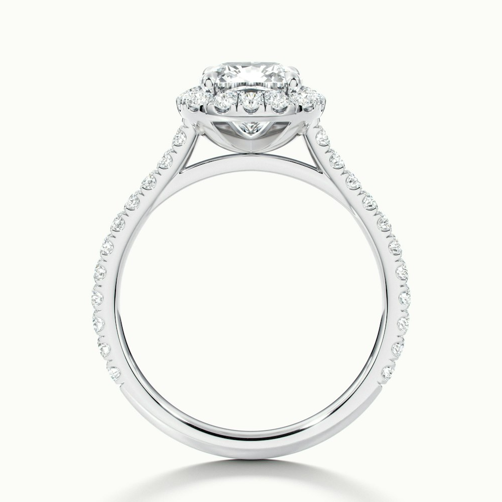 Jini 5 Carat Cushion Cut Halo Pave Moissanite Diamond Ring in 10k White Gold