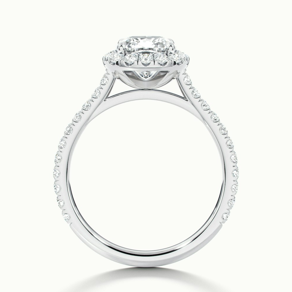 Isa 3.5 Carat Cushion Cut Halo Pave Lab Grown Engagement Ring in 10k White Gold