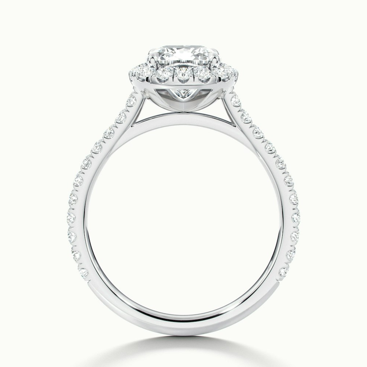 Isa 3.5 Carat Cushion Cut Halo Pave Lab Grown Engagement Ring in 10k White Gold