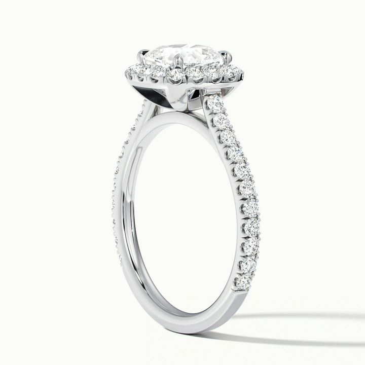 Isa 1 Carat Cushion Cut Halo Pave Lab Grown Engagement Ring in 10k White Gold