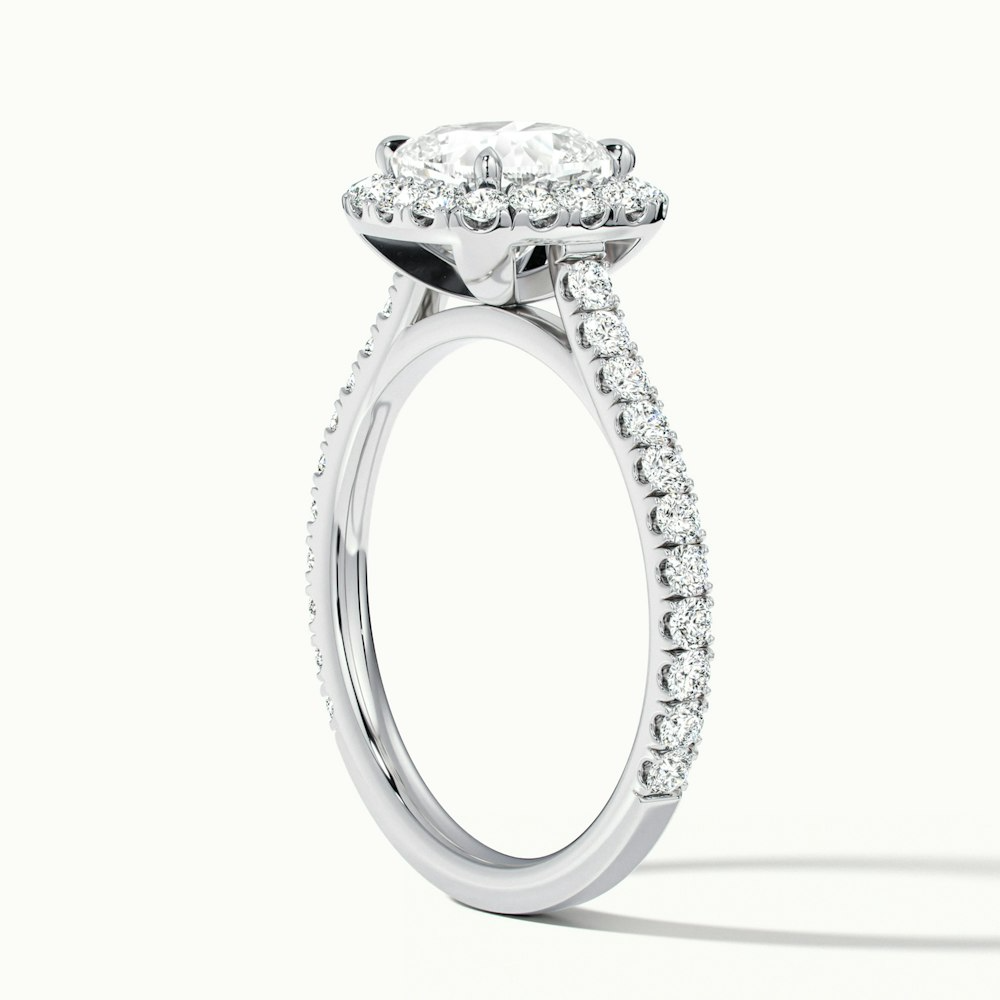 Jini 2 Carat Cushion Cut Halo Pave Moissanite Diamond Ring in 10k White Gold