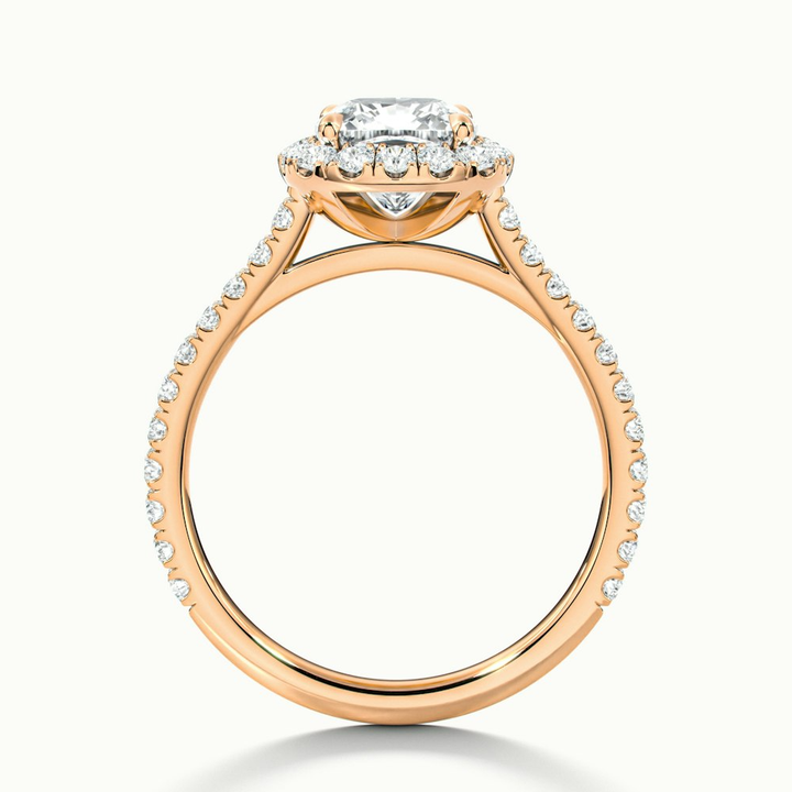 Isa 5 Carat Cushion Cut Halo Pave Lab Grown Engagement Ring in 14k Rose Gold