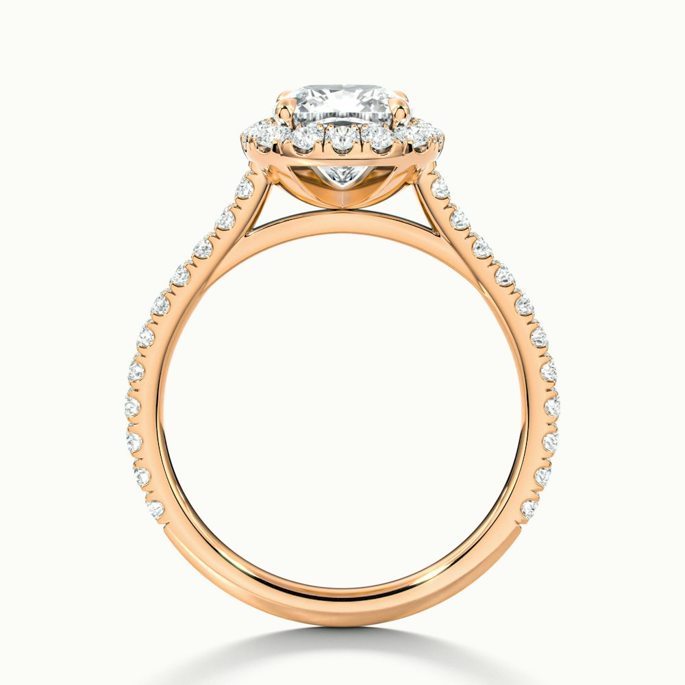 Jini 2 Carat Cushion Cut Halo Pave Moissanite Diamond Ring in 10k Rose Gold