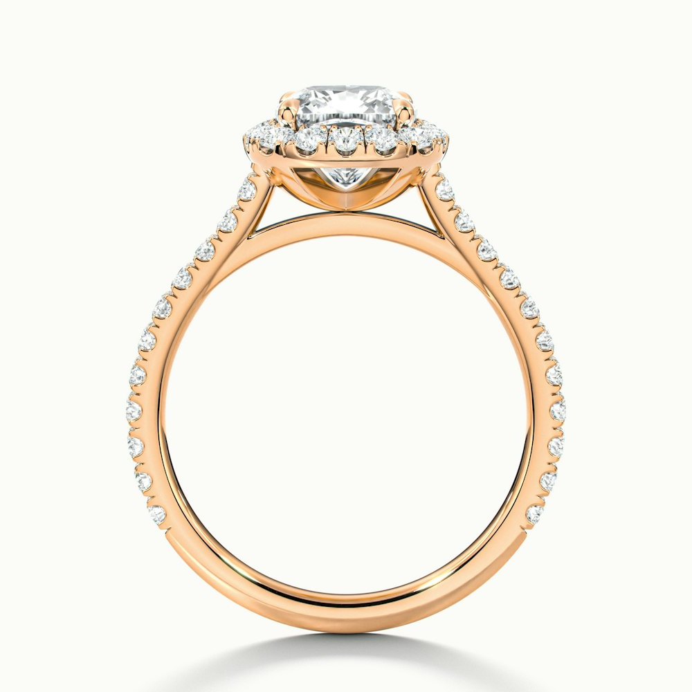 Jini 4 Carat Cushion Cut Halo Pave Moissanite Diamond Ring in 14k Rose Gold