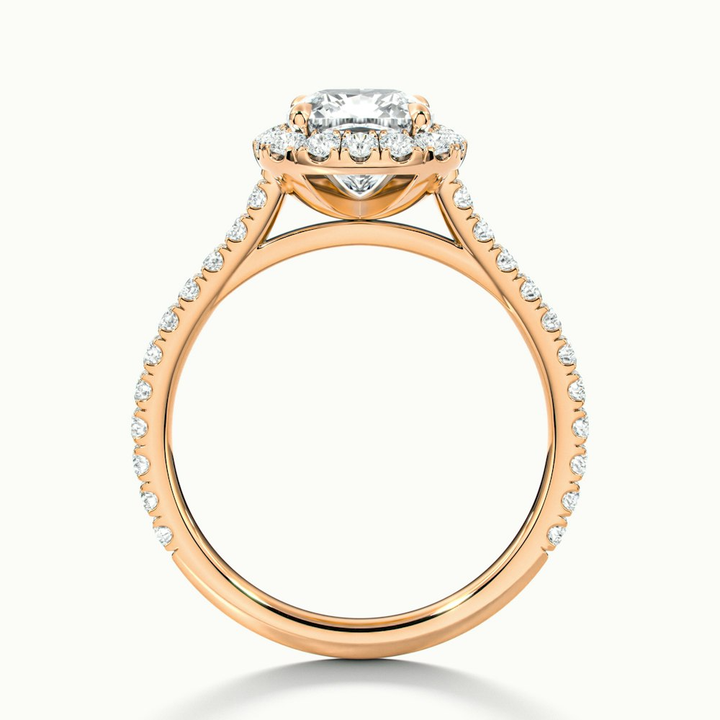 Isa 1 Carat Cushion Cut Halo Pave Lab Grown Engagement Ring in 10k Rose Gold