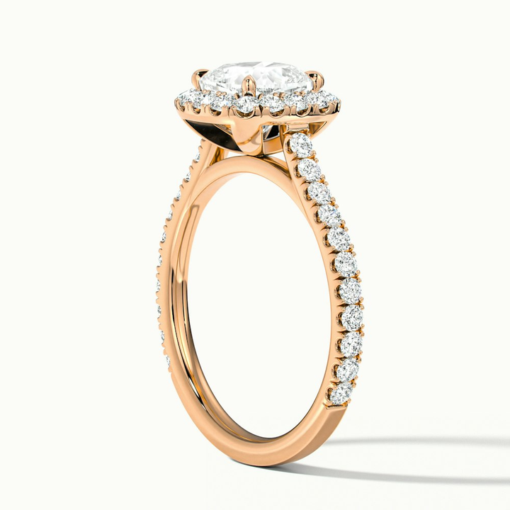 Jini 1 Carat Cushion Cut Halo Pave Moissanite Diamond Ring in 10k Rose Gold