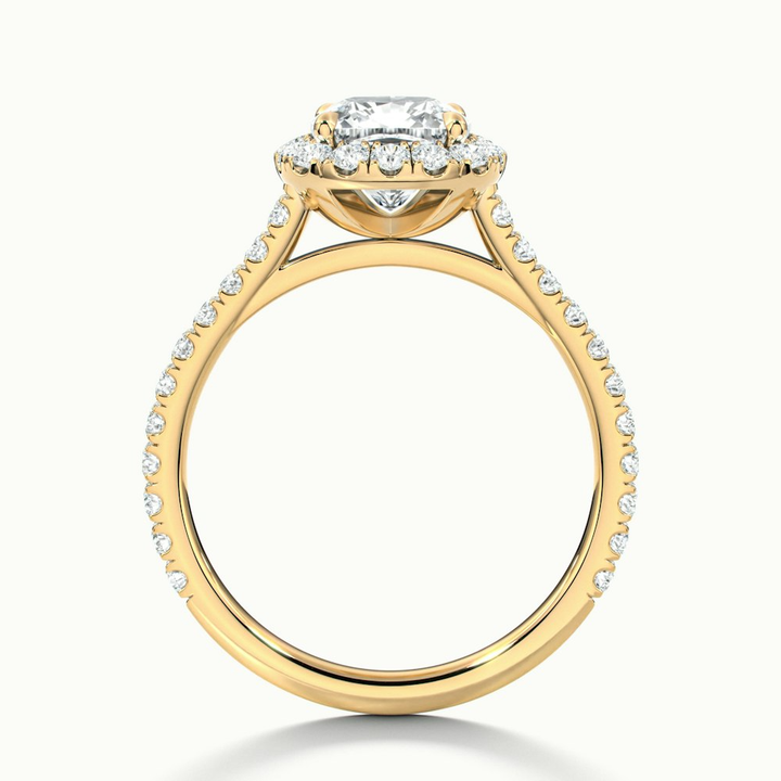 Jini 1.5 Carat Cushion Cut Halo Pave Moissanite Diamond Ring in 10k Yellow Gold