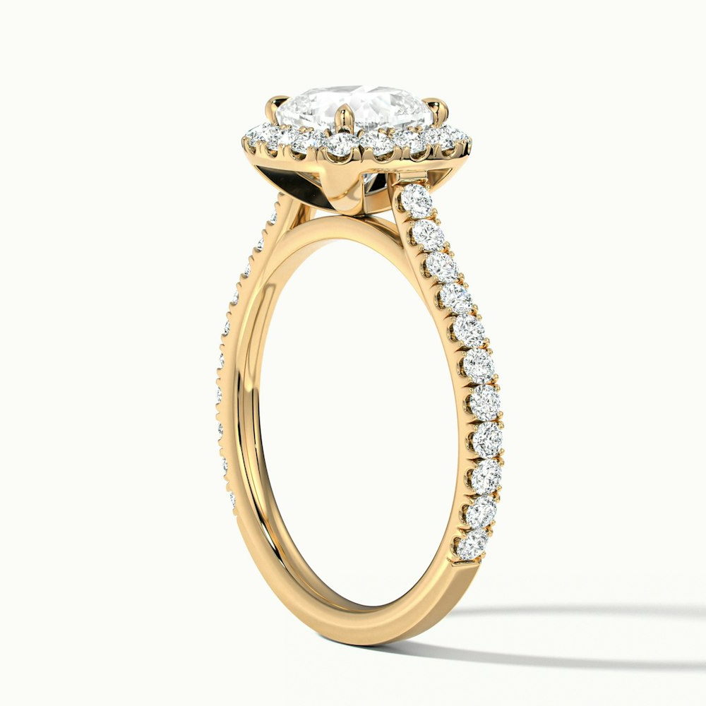 Jini 2 Carat Cushion Cut Halo Pave Moissanite Diamond Ring in 10k Yellow Gold