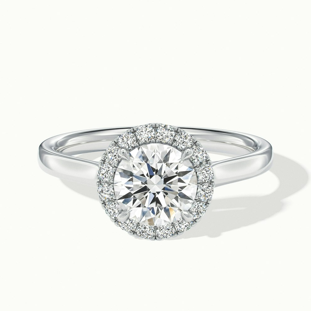 Bela 2.5 Carat Round Halo Pave Lab Grown Engagement Ring in 18k White Gold