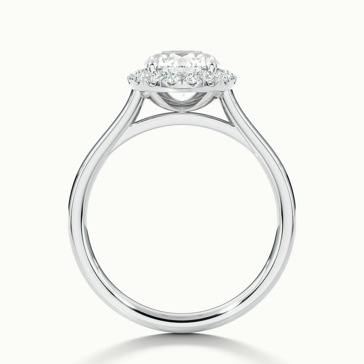 Bela 1.5 Carat Round Halo Pave Lab Grown Engagement Ring in 18k White Gold