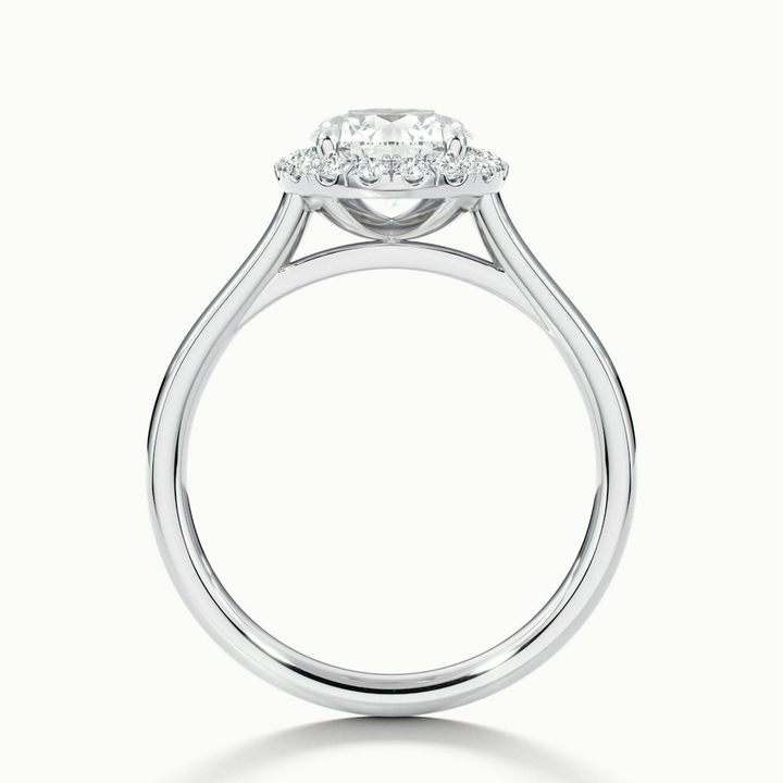 Ember 2 Carat Round Halo Pave Moissanite Diamond Ring in 18k White Gold