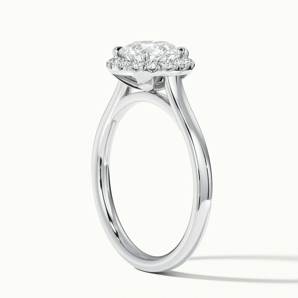 Bela 3.5 Carat Round Halo Pave Lab Grown Engagement Ring in 18k White Gold