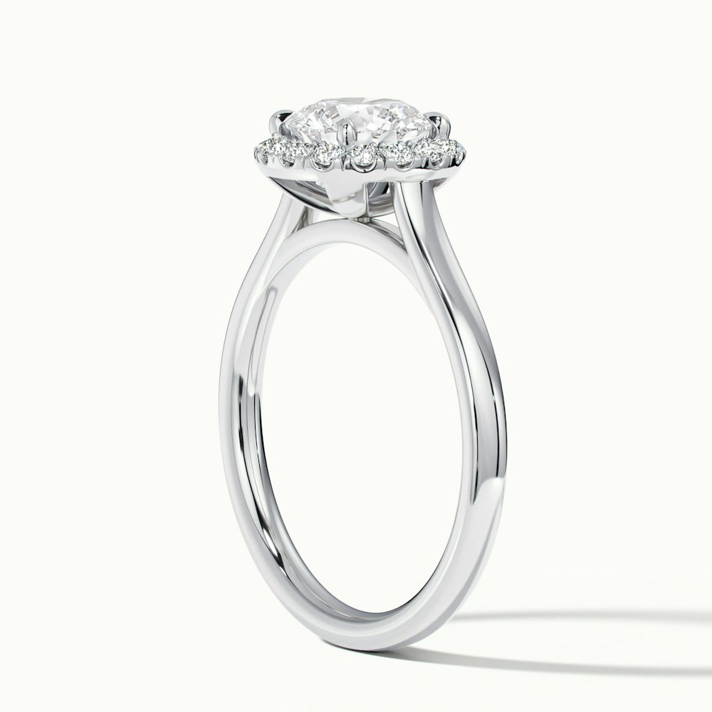 Bela 1 Carat Round Halo Pave Lab Grown Engagement Ring in 18k White Gold