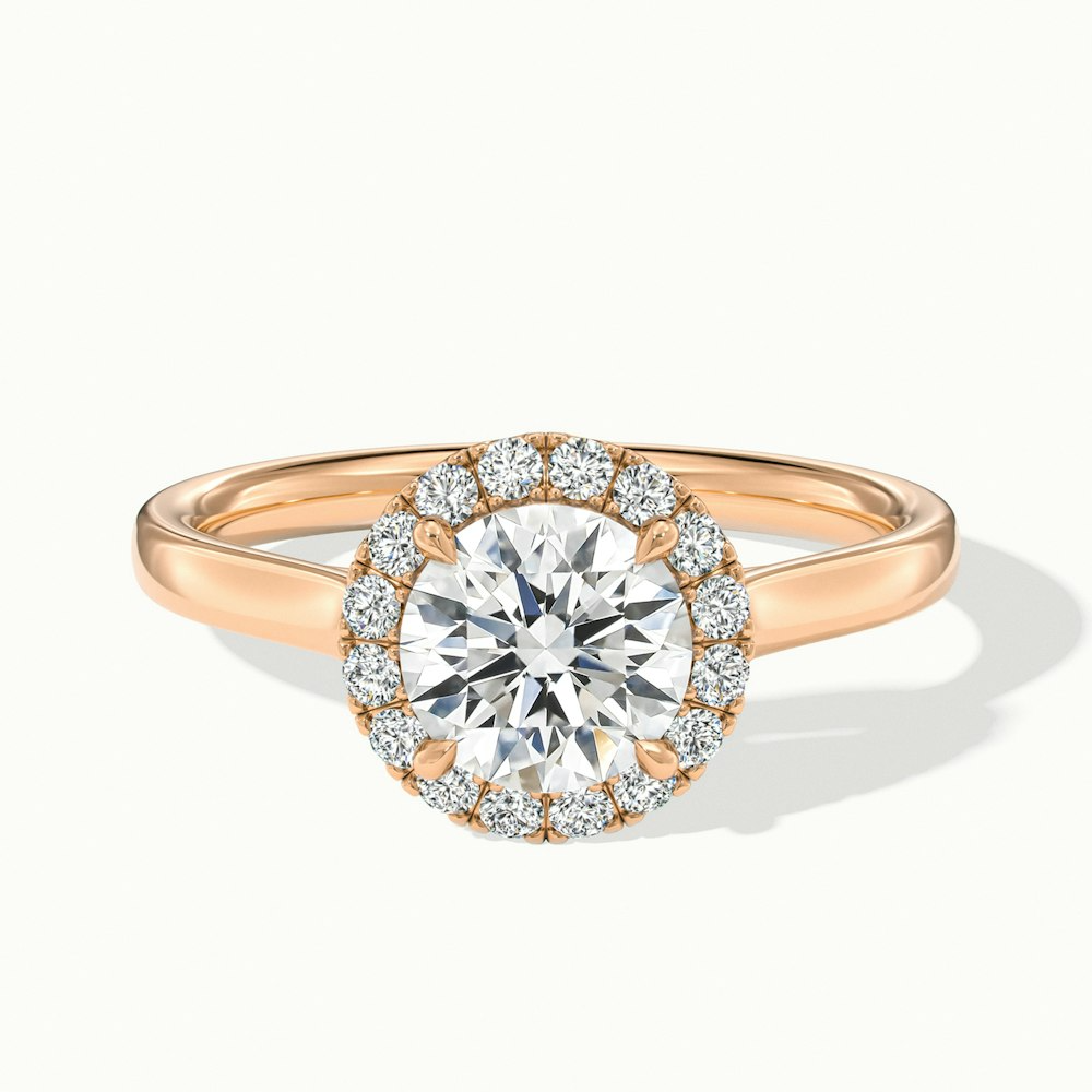 Bela 2 Carat Round Halo Pave Lab Grown Engagement Ring in 14k Rose Gold