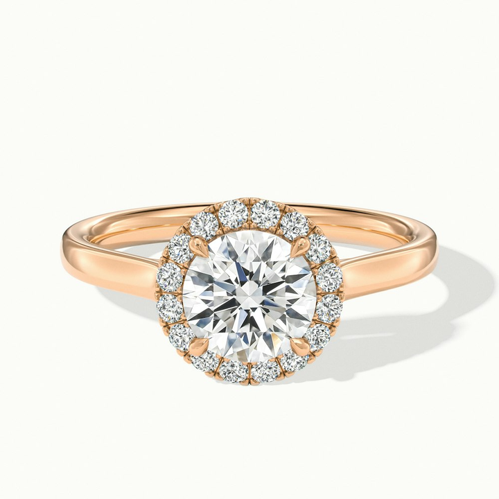 Ember 3 Carat Round Halo Pave Moissanite Diamond Ring in 10k Rose Gold