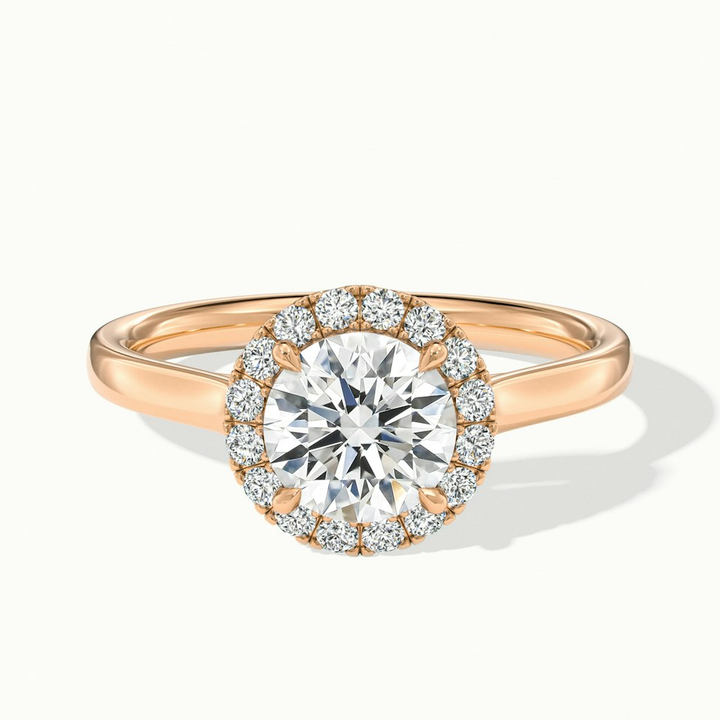 Bela 1 Carat Round Halo Pave Lab Grown Engagement Ring in 18k Rose Gold
