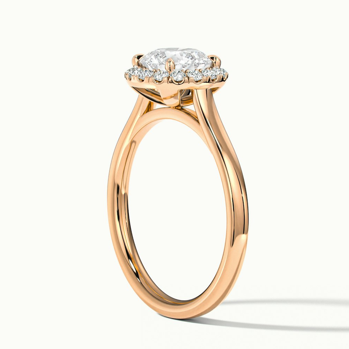 Bela 1 Carat Round Halo Pave Lab Grown Engagement Ring in 18k Rose Gold