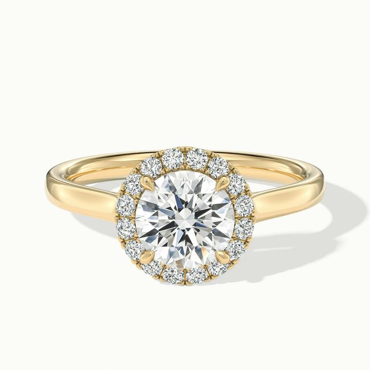 Lacy 8 Carat Round Halo Pave Moissanite Diamond Ring in 14k Yellow Gold