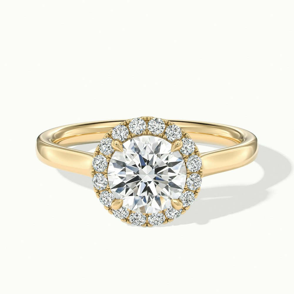 Lacy 6 Carat Round Halo Pave Moissanite Diamond Ring in 10k Yellow Gold