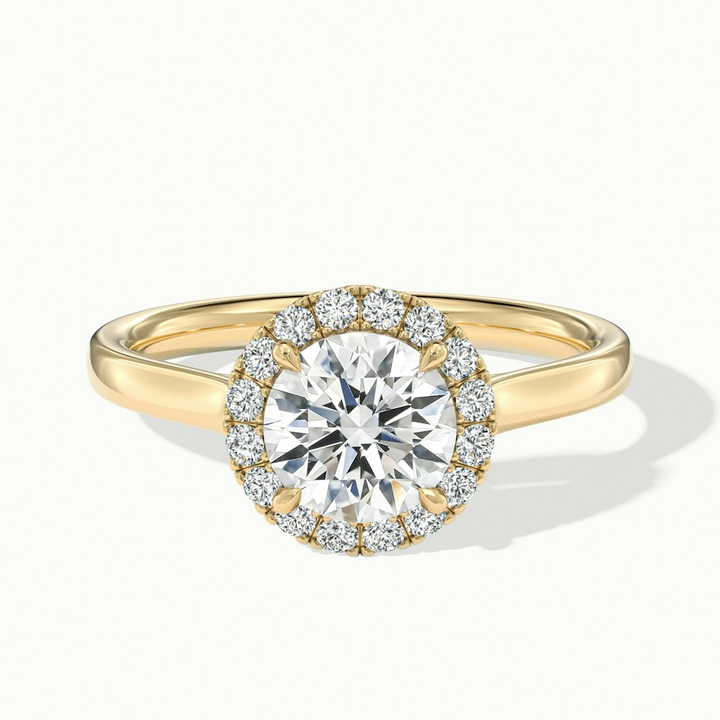 Ember 2 Carat Round Halo Pave Moissanite Diamond Ring in 10k Yellow Gold