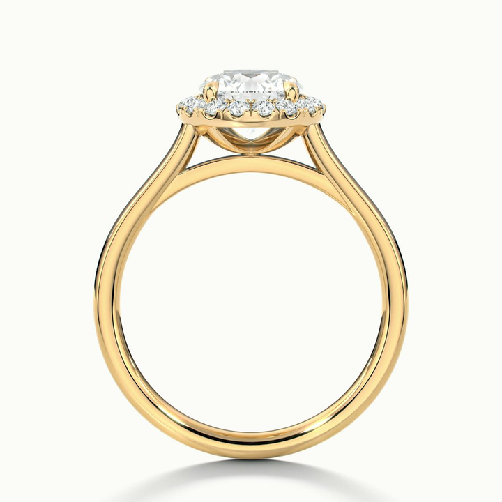 Bela 3.5 Carat Round Halo Pave Lab Grown Engagement Ring in 14k Yellow Gold