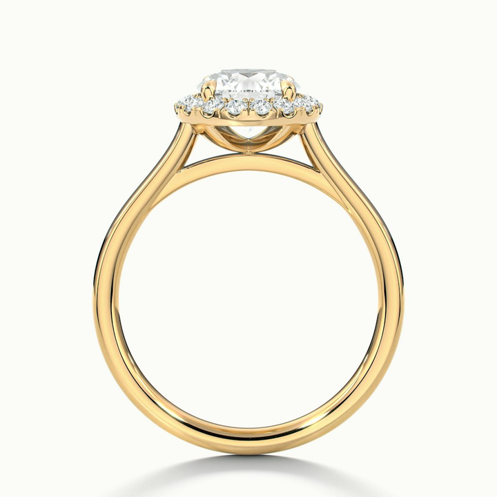 Bela 1.5 Carat Round Halo Pave Lab Grown Engagement Ring in 18k Yellow Gold