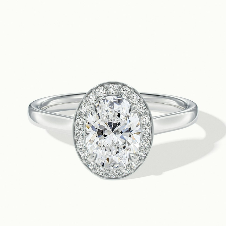 Carol 5 Carat Oval Cut Halo Lab Grown Engagement Ring in 10k White Gold