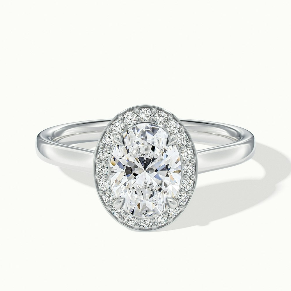 Kyra 2.5 Carat Oval Cut Halo Moissanite Diamond Ring in 14k White Gold