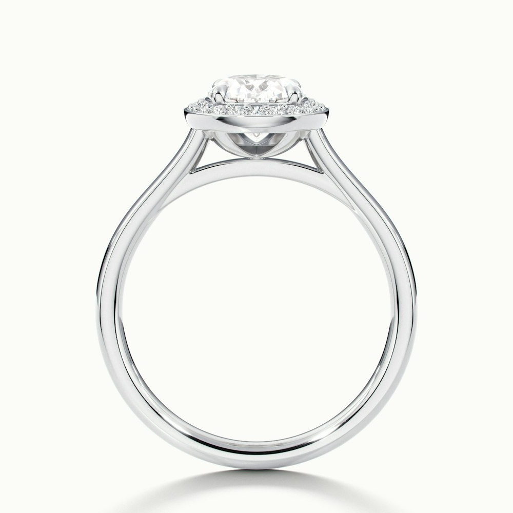 Kyra 2.5 Carat Oval Cut Halo Moissanite Diamond Ring in 14k White Gold