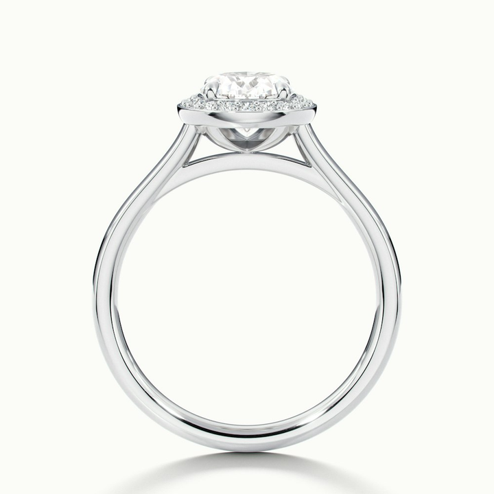 Kyra 2.5 Carat Oval Cut Halo Moissanite Diamond Ring in 14k White Gold