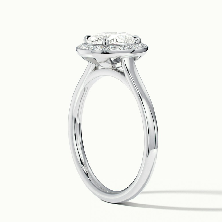 Kyra 2 Carat Oval Cut Halo Moissanite Diamond Ring in Platinum