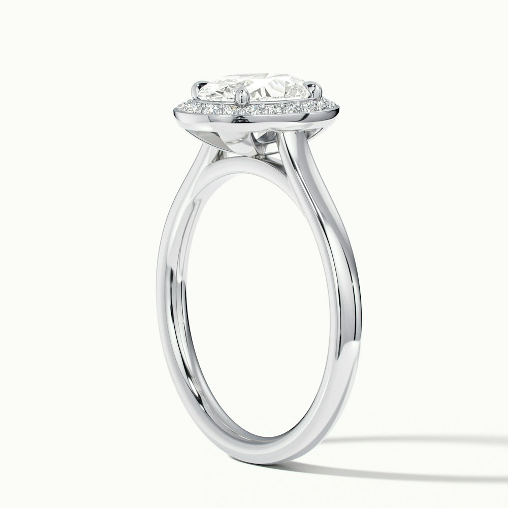 Carol 4 Carat Oval Cut Halo Lab Grown Engagement Ring in 14k White Gold