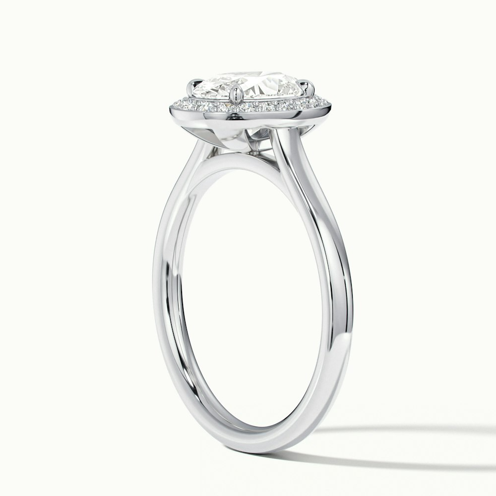 Carol 1 Carat Oval Cut Halo Lab Grown Engagement Ring in 18k White Gold