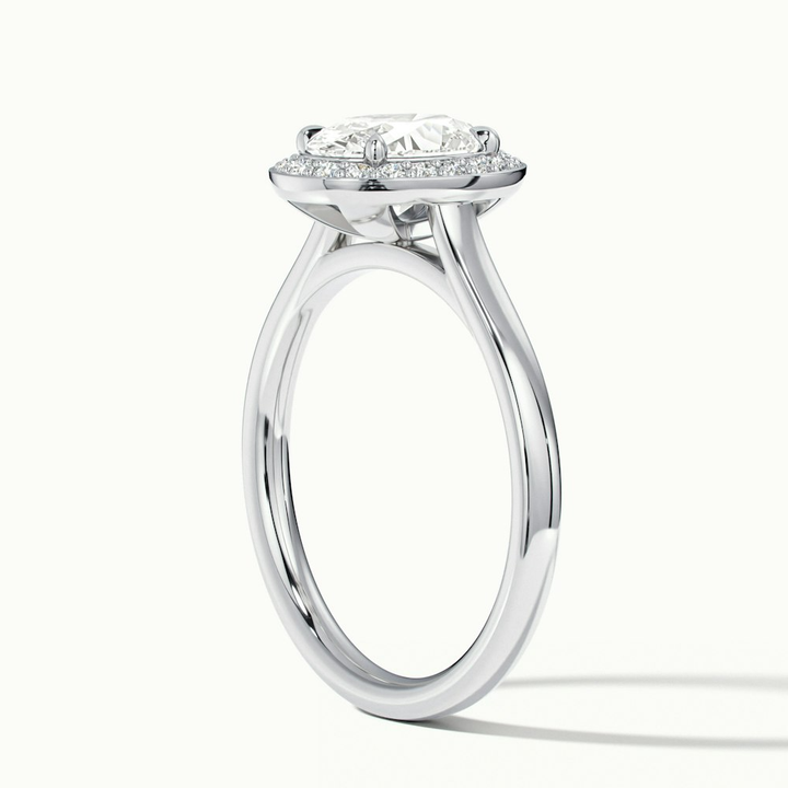 Kyra 1 Carat Oval Cut Halo Moissanite Diamond Ring in Platinum