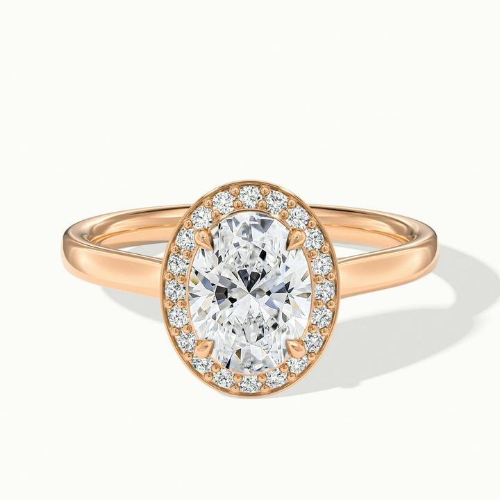 Kyra 4 Carat Oval Cut Halo Moissanite Diamond Ring in 14k Rose Gold