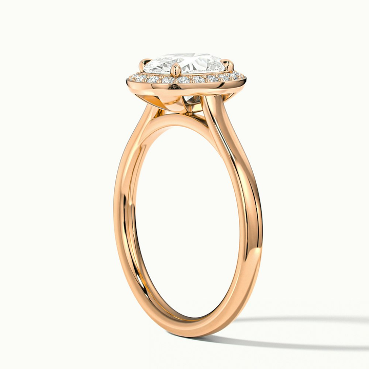 Carol 1 Carat Oval Cut Halo Lab Grown Engagement Ring in 18k Rose Gold