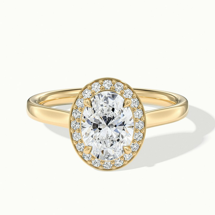 Kyra 2 Carat Oval Cut Halo Moissanite Diamond Ring in 10k Yellow Gold